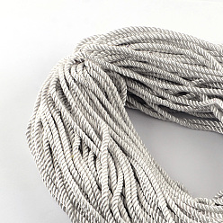 White Polyester Cord, with Cotton Cords Inside, White, 5mm, about 103.89 yards(95m)/bundle