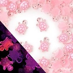 Pink Светящиеся кабошонов смолы, светится в темноте, черепаха, розовые, 11x7.5x4 мм