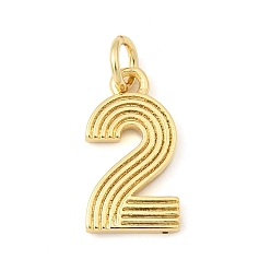 Настоящее золото 18K Латунные подвески, число 2 прелести, долговечный, без свинца и без кадмия, стойки покрытие, с целью перехода в кольце, реальный 18 k позолоченный, 15x8x1.5 мм, отверстие : 3.5 мм