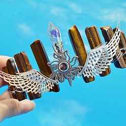 Тигровый глаз Натуральные резинки для волос с тигровым глазом, крылья с солнечными коронами-резинками для волос для женщин и девочек, 350x150 мм