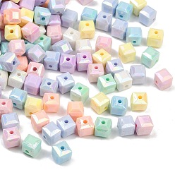 (52) Непрозрачная лаванда Непрозрачные акриловые бусины, кубические, с покрытием AB цвета, разноцветные, 7.5x7.5x7.5 мм, отверстие : 1.8 мм, Около 1250 шт / 500 г