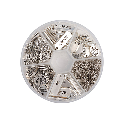 (52) Непрозрачная лаванда Подвески в тибетском стиле , идеи подарка парня для дня Святого Валентина, разнообразные, разноцветные, 8x2 см, подвески: 130 шт / коробка