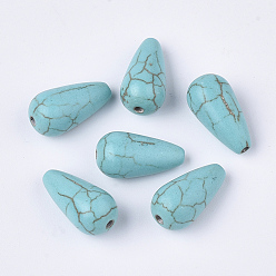 Turquesa Sintético Cuentas de turquesa sintéticos, lágrima, 13.5x7 mm, agujero: 1 mm