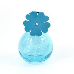 Cyan Flower Glass Spray Bottle, for Essential Oils, Perfume, Cyan, 4.6x7cm, Capacity: 30ml(1.01fl. oz)