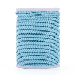 Sky Blue Round Waxed Polyester Cord, Taiwan Waxed Cord, Twisted Cord, Sky Blue, 1mm, about 12.02 yards(11m)/roll