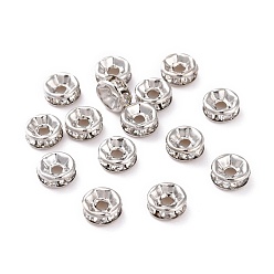 Платина Латунные хрустальные бусины-разделители со стразами, рондель, без кадмия и без свинца, для браслета ожерелья своими руками изготовление ювелирных изделий аксессуары, платина, 6x2.5 мм, отверстие : 1.6 мм