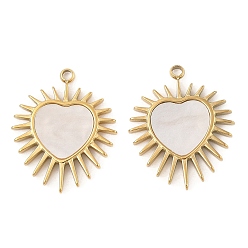 Белый 304 подвески из нержавеющей стали, шарма сердца, с акриловой, вакуумные покрытия, белые, 20x17x2 мм, отверстие : 1.5 мм