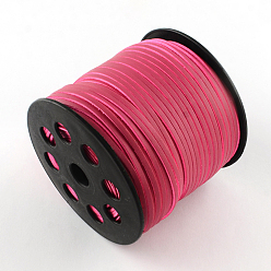 Ярко-Розовый Шнуры из искусственной замши, искусственная замшевая кружева, одна сторона покрытия с искусственной кожи, ярко-розовый, 2.7x1.4 мм, около 98.42 ярдов (90 м) / рулон