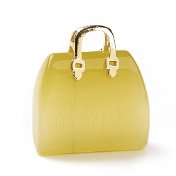 Светло-хаки Подвески кошачий глаз, с латунной фурнитурой золотого цвета, ба, светлый хаки, 27.5x25x12 мм, отверстие : 6.5x5 мм