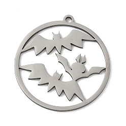 Bat 201 подвески из нержавеющей стали, лазерная резка, хэллоуин прелести, цвет нержавеющей стали, летучая мышь, 25.5x23.5~24x1 мм, отверстие : 1.5 мм