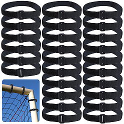 Black Nylon Cable Straps, with ABS Plastic Clasps and Hook and Loop Fastener, Black, 411x20.5x1.5mm