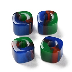 Зеленый Европейские бусины из смолы, квадратный, зелёные, 11.5~12x15~15.5x15~15.5 мм, отверстие : 6 мм