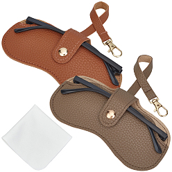 Couleur Mélangete 2 pièces 2 couleurs étui à lunettes rectangulaire en cuir PU, protecteur de sacs en verre anti-rayures, avec chiffon de nettoyage pour lunettes en fibre de daim pc, couleur mixte, 1mm