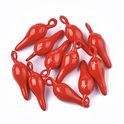 Red Opaque Acrylic Pendants, Pepper, Red, 37x12x11.5mm, Hole: 2.5mm, about 280pcs/500g