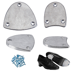 Platino 4 Protector de suela de zapatos de claqué de aluminio (unidades), Suela y talón antideslizantes, con 12 tornillos, Platino, 63.5x70.5x7.5 mm