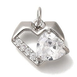 Платина Латунь с микропокрытием, без кадмия и без свинца, долговечный, сердце, платина, 12x14.5x5 мм, отверстие : 3 мм