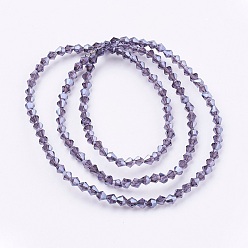 Thistle Electroplate Glass Beads Strands, Full Plated, Faceted, Bicone, Thistle, 3x3mm, Hole: 1mm, about 128~135pcs/strand, 13.8
