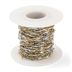 Золотой & Цвет Нержавеющей Стали Ионное покрытие (ip) 304 прутковые цепи из нержавеющей стали, пайки, с катушкой, золотые и нержавеющая сталь цвет, 13x2x1.2 мм, 3.5x2.5x0.3 мм, около 32.81 футов (10 м) / рулон