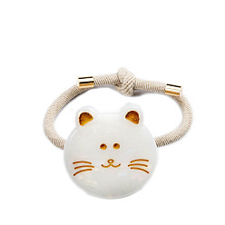 Blanc Élastiques à cheveux en acétate de cellulose, chat mignon, accessoires pour cheveux élastiques pour femmes et filles, blanc, 38x36mm