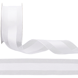 Белый Полиэфирная лента, для упаковки подарков, партийные украшения, белые, 1-5/8 дюйм (42 мм), около 24.06 ярдов (22 м) / рулон