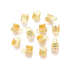 Золотой Железо складной обжима концов, загибаем концы шнура, золотые, 7x4.5x4 мм, отверстие : 1.4~1.5 мм, около 10000 шт / упаковка