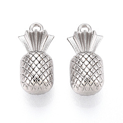 Нержавеющая Сталь Цвет 304 подвески из нержавеющей стали, анти-тускнение, ананасовый шарм, цвет нержавеющей стали, 16.5x8x7 мм, отверстие : 1.5 мм