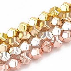 Mixed Color Electroplate Non-magnetic Synthetic Hematite Beads Strands, Star Cut Round Beads, Faceted, Mixed Color, 6x6x6mm, Hole: 1mm, about 63pcs/strand, 15.7 inch