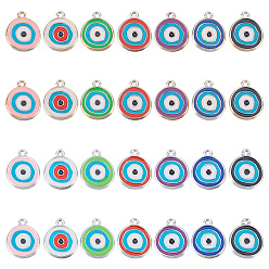 (52) Непрозрачная лаванда 84шт 14 цвета ccb пластиковые эмалевые подвески, плоские круглые с сглаза, разноцветные, 17.5~18x15x2.5 мм, отверстие : 1.5 мм, 6 шт / цвет