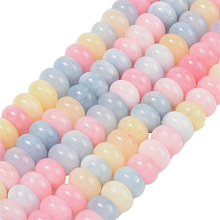 (52) Непрозрачная лаванда 2 нити окрашенных натуральных белых нефритовых бусин, рондель, разноцветные, 10x6 мм, отверстие : 1.2 мм, около 63 шт / нитка, 14.88'' (37.8 см)