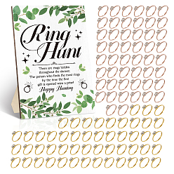 (52) Непрозрачная лаванда 100шт. регулируемые кольца на палец из сплава со стразами, с 1шт. деревянными табличками и декоративными элементами, разноцветные, 6.5 мм, размер США 7 1/4 (17.5 мм)