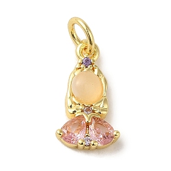 Human Латунные подвески из цветного стекла с микропаве и кубическим цирконием, без кадмия, без никеля и без свинца, реальный 18 k позолоченный, девушка, 15x8x3.5 мм, отверстие : 3.2 мм