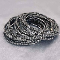 Кристалл Теннисные браслеты из латуни со стразами, эластичные браслеты для женщин, квадратный, кристалл, внутренний диаметр: 2-1/8 дюйм (5.25 см)