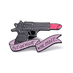 Tool Pink Cartoon Enamel Pin, Word Put On Your War Paint Alloy Feminism Badge for Backpack Clothes, Tools Pattern, 17.78x30.48mm