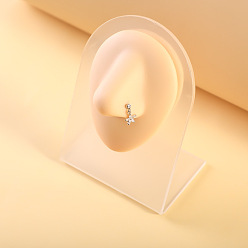 Цветок 316l хирургические кольца для носа из нержавеющей стали с микропрорезью и прозрачным кубическим цирконием в форме буквы L, цвет нержавеющей стали, цветок, 7 мм, штифты : 0.8 мм