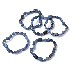 Синий Авантюрин Браслеты из окрашенного и нагретого натурального синего авантюрина с эластичными бусинами, упавший камень, самородки, 1-7/8 дюйм ~ 2-1/8 дюйм (4.8~5.5 см), бусины : 6~15x6~11x3~11 мм