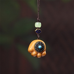 Белый Навахо Подвеска из сандалового дерева с отпечатком кошачьей лапки и резной инкрустированной мантрой из шести символов, для внутреннего зеркала заднего вида автомобиля подвесной орнамент, навахо белый, 100x30 мм