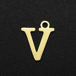 Letter V 201 прелести нержавеющей стали, лазерная резка, буквы, золотые, letter.v, 12x10x1 мм, отверстие : 1.5 мм
