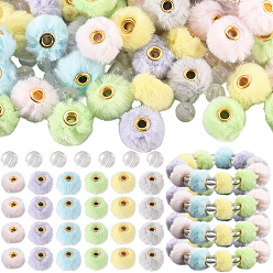 (52) Непрозрачная лаванда Ювелирные изделия, включая бархатный искусственный мех кролика, европейские бусины и акриловые бусины, разноцветные, 13x20x20 мм, отверстие : 4 мм