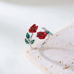 Платина Кольца-манжеты из розового сплава с эмалью для женщин, платина, внутренний диаметр: 17 мм