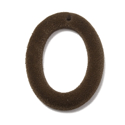 Oval Флокированные подвески из непрозрачной смолы, кокосового коричневый, овальный шарм, 35x26.5x3.5 мм, отверстие : 1.6 мм