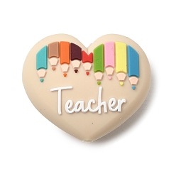 Бежевый Силиконовые бусины ко Дню учителя, фокусные бусы, книга, бежевые, 26x31x14 мм, отверстие : 2 мм