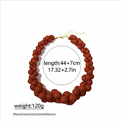 Темно-Красный Ожерелья из круглых бусин из смолы для женщин, золотые, темно-красный, 17.32 дюйм (44 см)