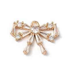 Золотой Латунные подвески, со стеклом, бантом, золотые, 13x18.5x3.5 мм, отверстие : 1.6 мм