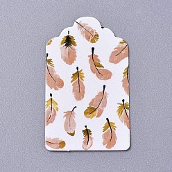 Colorful Paper Gift Tags, Hange Tags, For Arts and Crafts, For Wedding/Valentine's Day/Thanksgiving, Feather Pattern, Colorful, 50x30x0.4mm, Hole: 5mm