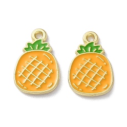 Золотистый Эмалевые подвески из фруктового сплава, ананас, золотой свет, золотые, 17.5x11x1 мм, отверстие : 1.5 мм