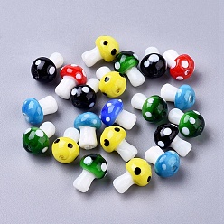 (52) Непрозрачная лаванда Грибы ручной работы Lampwork бисер, разноцветные, 16x12 мм, отверстие : 2 мм