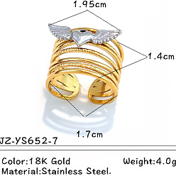 Wing 304 открытые кольца манжеты из нержавеющей стали, золотые и нержавеющая сталь цвет, крыло, 17 мм