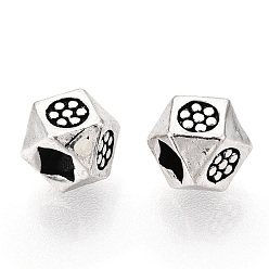 Argent Antique 925 perles en argent sterling, polygone, argent antique, 5x5x5mm, Trou: 2mm