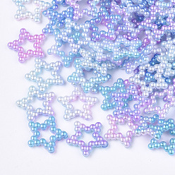 (52) Непрозрачная лаванда Радуга ABS пластик имитация жемчуга кольца, градиент русалка жемчужина, звезда, разноцветные, 11.5x12x2 мм, внутренняя мера: 3x3 мм, около 1000 шт. / пакет