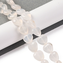 Натуральный Агат Натуральный белый агат бисер нитей, сердце, 11.5~12x11.5~12x5~5.5 мм, отверстие : 1 мм, около 33 шт / нитка, 15.16'' (38.5 см)